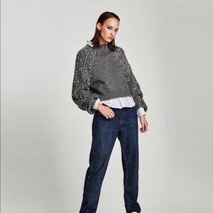 Zara pearl cropped sweater